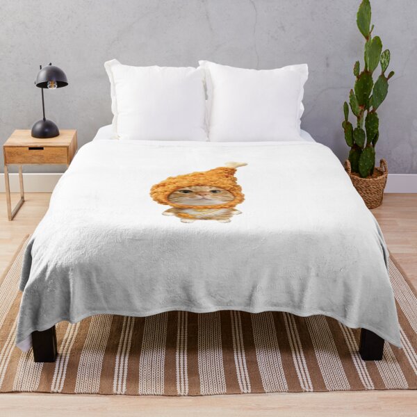 Item preview, funny fried chicken wearing cat meme designed and sold by mikrocosmox.