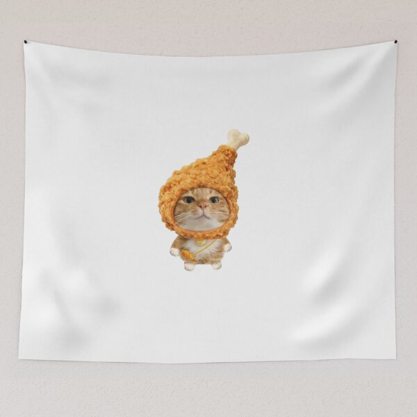 Item preview, funny fried chicken wearing cat meme designed and sold by mikrocosmox.