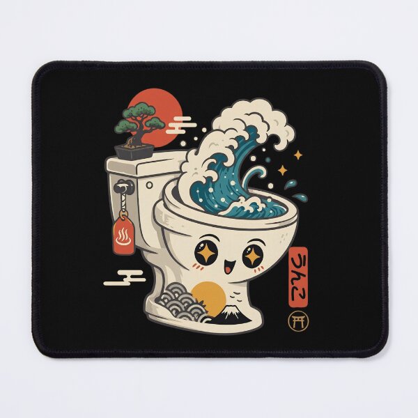 Item preview, Funny Great Wave Toilet Bowl Japanese Art Kawaii Mashup designed and sold by haitrieuic96.