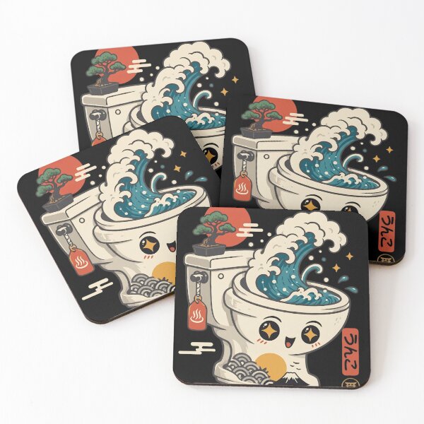 Item preview, Funny Great Wave Toilet Bowl Japanese Art Kawaii Mashup designed and sold by haitrieuic96.