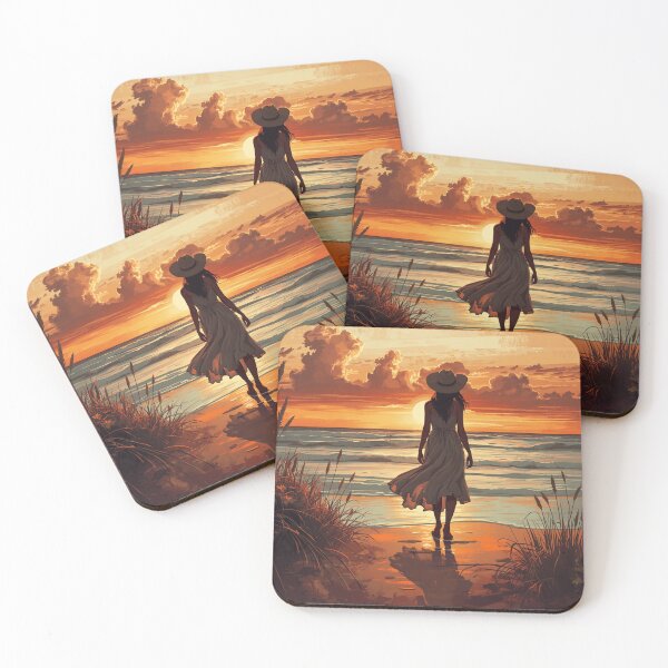 Item preview, Coastal Cowgirl Sunset Silhouette – Golden Hour Beach Aesthetic Art | Coastal Cowgirl Gift designed and sold by irfanshikh.