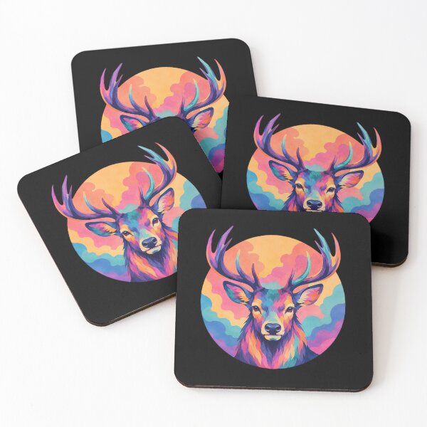 Item preview, Psychedelic Deer Head Sunset Art – Colorful Stag Portrait Nature T-Shirt Design designed and sold by drawlinershop.