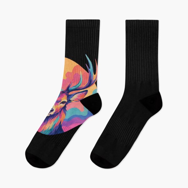 Item preview, Psychedelic Deer Head Sunset Art – Colorful Stag Portrait Nature T-Shirt Design designed and sold by drawlinershop.