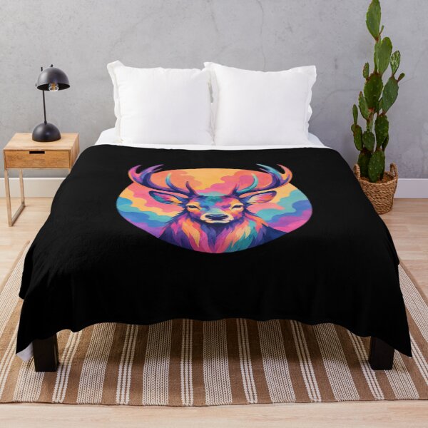 Item preview, Psychedelic Deer Head Sunset Art – Colorful Stag Portrait Nature T-Shirt Design designed and sold by drawlinershop.