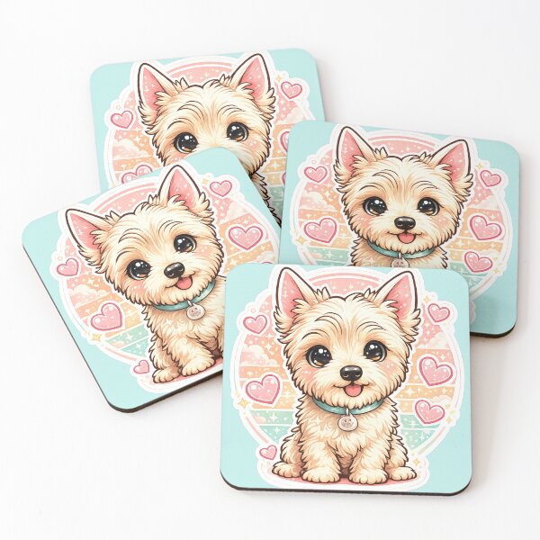 Item preview, Cute Kawaii Yorkie Puppy with Hearts Retro Aesthetic Sticker designed and sold by astersgraphics.