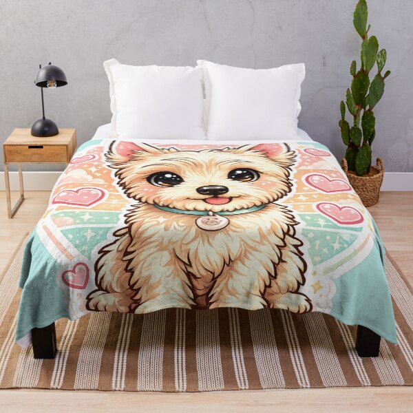 Item preview, Cute Kawaii Yorkie Puppy with Hearts Retro Aesthetic Sticker designed and sold by astersgraphics.