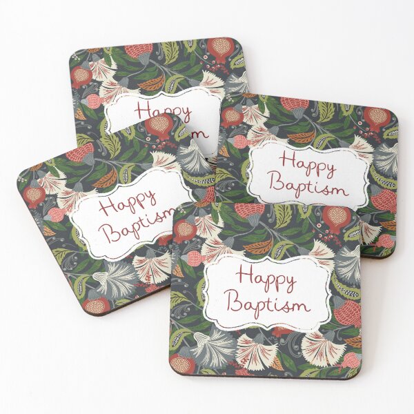 Item preview, Happy Baptism -Red florals chintzy  designed and sold by Nuevomundo Arte Designs by Anahí .