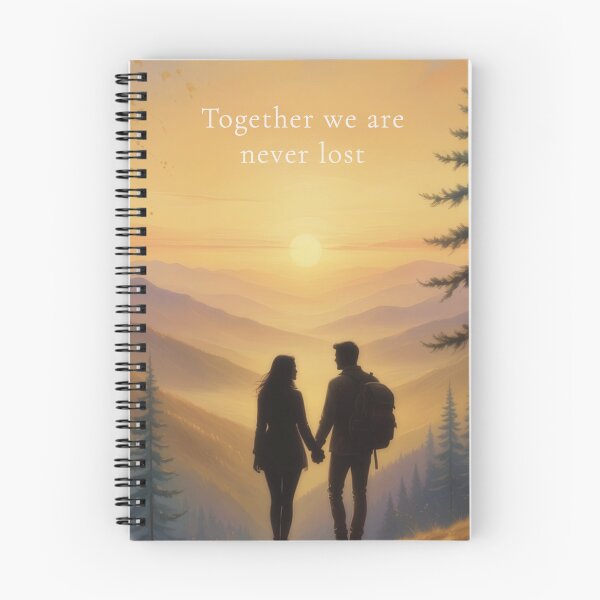 Item preview, Together we are never lost couple hiking sunset mountain art print designed and sold by icemanphotos.