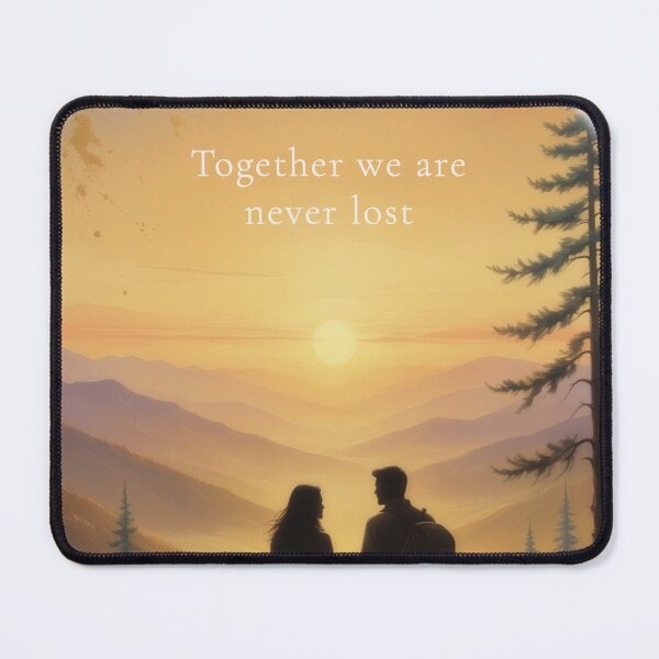 Item preview, Together we are never lost couple hiking sunset mountain art print designed and sold by icemanphotos.