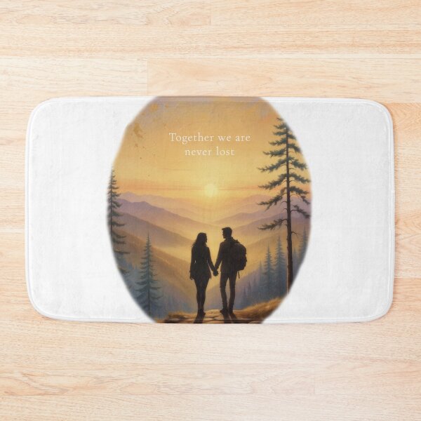 Item preview, Together we are never lost couple hiking sunset mountain art print designed and sold by icemanphotos.