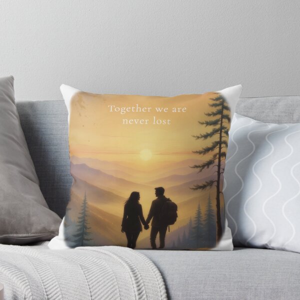 Item preview, Together we are never lost couple hiking sunset mountain art print designed and sold by icemanphotos.
