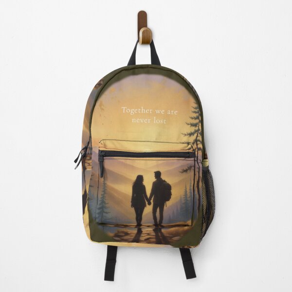 Item preview, Together we are never lost couple hiking sunset mountain art print designed and sold by icemanphotos.