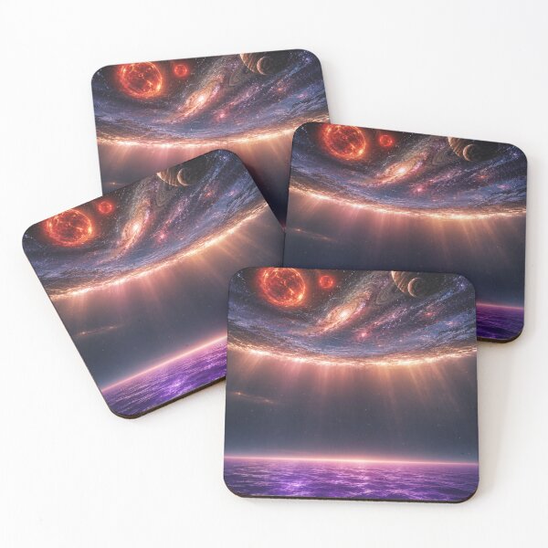Item preview, Liquid Planet — Cosmic Ocean World Twin Red Suns Purple Sea Alien World Art designed and sold by YourForKor.
