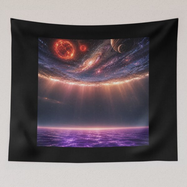 Item preview, Liquid Planet — Cosmic Ocean World Twin Red Suns Purple Sea Alien World Art designed and sold by YourForKor.