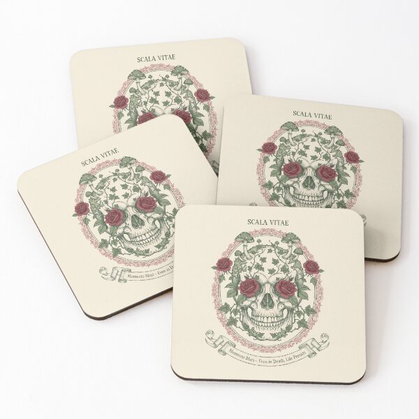 Item preview, Dark Cottagecore Memento Mori Skull with Roses and Mushrooms designed and sold by PixelQ.