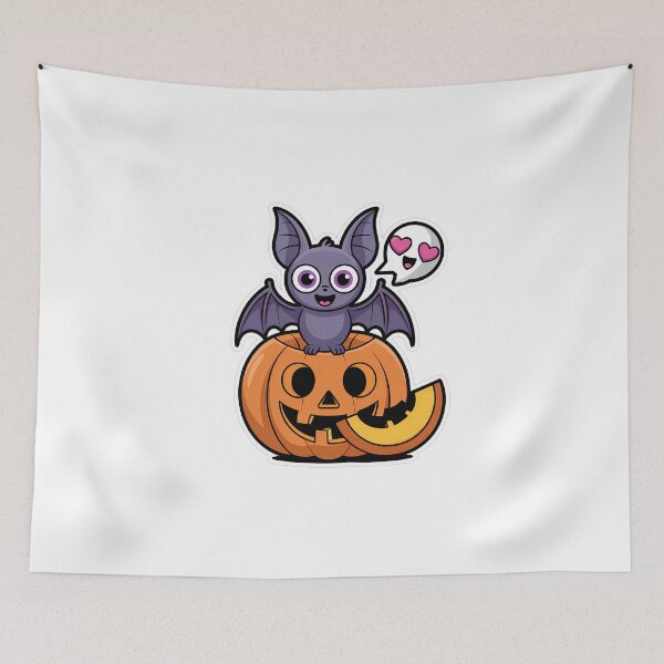 Item preview, Cute Halloween Bat & Pumpkin designed and sold by NiftyWrx.