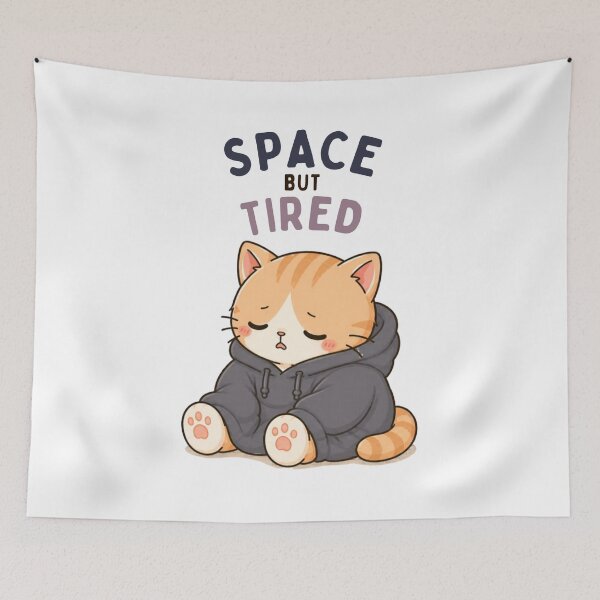 Item preview, Space but Tired Cat | Cute Kawaii Aesthetic | Sleepy Mood Design designed and sold by The Mood Index.