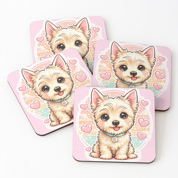 Item preview, Cute Kawaii Yorkie Puppy with Hearts Retro Aesthetic Sticker designed and sold by astersgraphics.