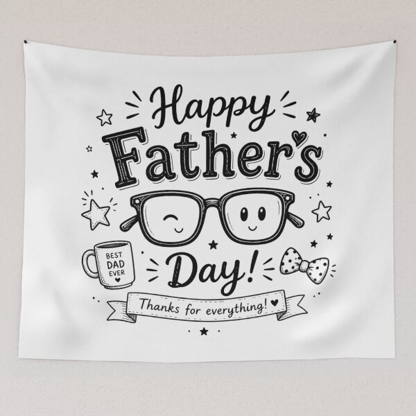 Item preview, Cute Happy Father’s Day Illustration – Best Dad Ever Mug & Glasses Retro Doodle Design designed and sold by Lu7u.