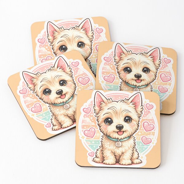 Item preview, Cute Kawaii Yorkie Puppy with Hearts Retro Aesthetic Sticker designed and sold by astersgraphics.