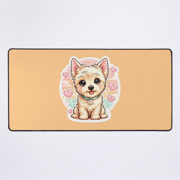 Item preview, Cute Kawaii Yorkie Puppy with Hearts Retro Aesthetic Sticker designed and sold by astersgraphics.