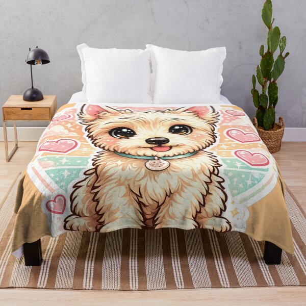 Item preview, Cute Kawaii Yorkie Puppy with Hearts Retro Aesthetic Sticker designed and sold by astersgraphics.
