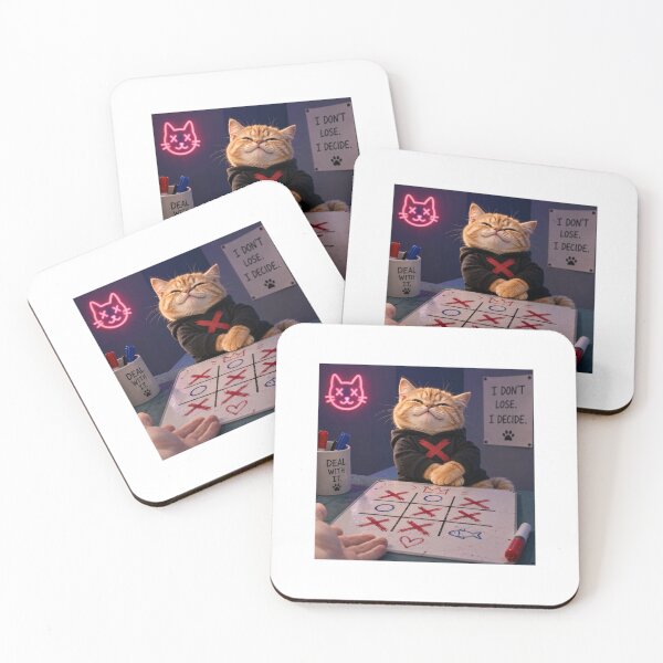 Item preview, Orange Cat Always Wins Tic Tac Toe designed and sold by LovelyCatGalaxy.