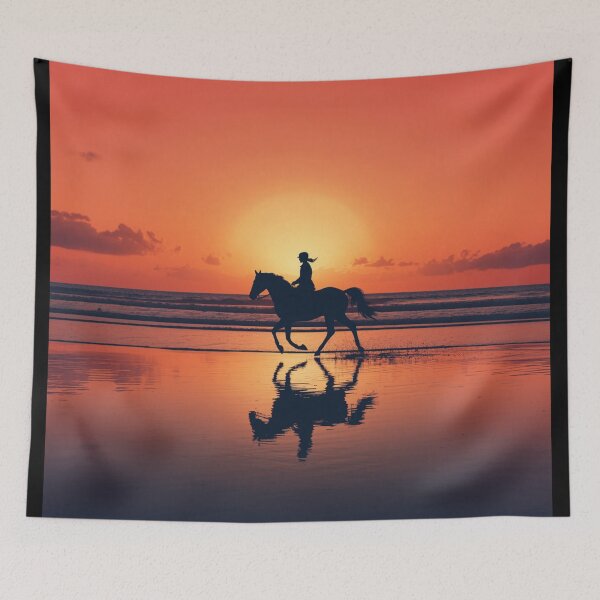 Item preview, Coastal Cowgirl Horse Silhouette Beach Gallop – Minimalist Golden Sunset Wall Art | Horse Lover Gift designed and sold by irfanshikh.