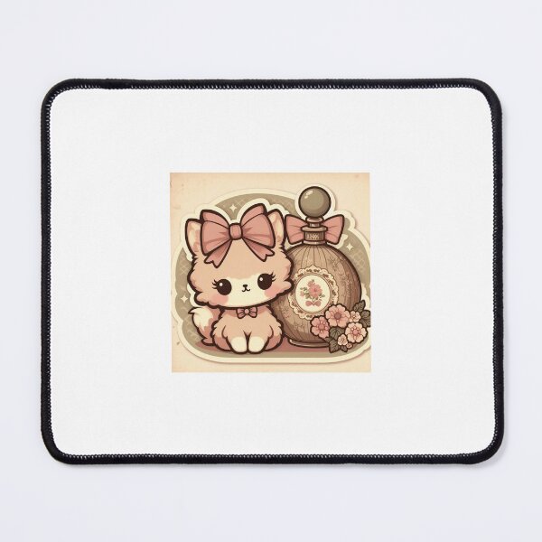 Item preview, Vintage Kitten Perfume Sticker | Vintage Kitten Wearing Bow Sticker designed and sold by PastelPawsArt.