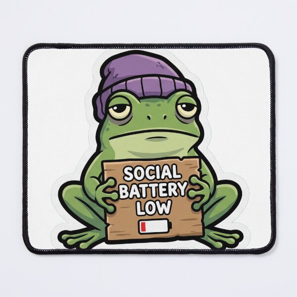 Item preview, Social Battery Low Frog – Funny Introvert Meme Cartoon Design designed and sold by ArtsyExplorer.