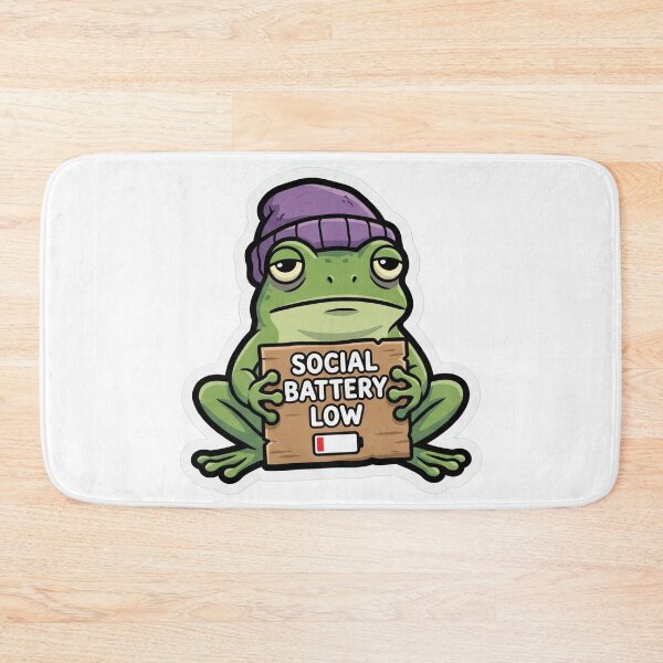 Item preview, Social Battery Low Frog – Funny Introvert Meme Cartoon Design designed and sold by ArtsyExplorer.