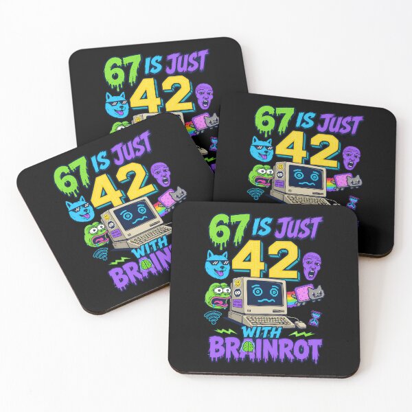 Item preview, 67 Is Just 42 With Brainrot Retro Meme Design designed and sold by TeeTimeTreasure.