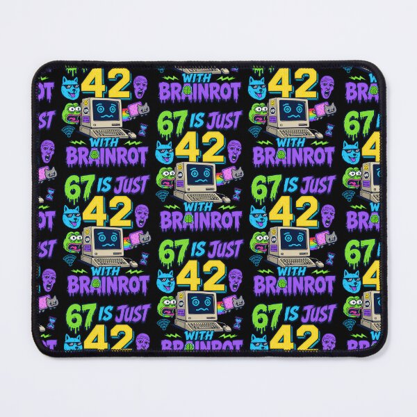 Item preview, 67 Is Just 42 With Brainrot Retro Meme Design designed and sold by TeeTimeTreasure.