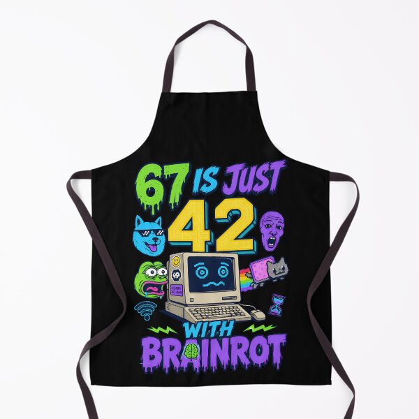 Item preview, 67 Is Just 42 With Brainrot Retro Meme Design designed and sold by TeeTimeTreasure.