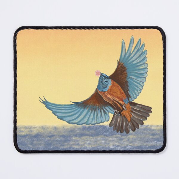 Item preview, A blue bird with a cherry blossom in its beak designed and sold by greenPQBstudio.