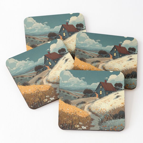 Item preview, Moonlit Cottagecore Landscape | Cozy Whimsical Countryside Cottage designed and sold by GraceInNatureCo.