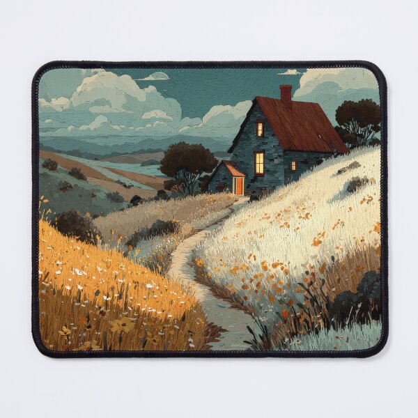 Item preview, Moonlit Cottagecore Landscape | Cozy Whimsical Countryside Cottage designed and sold by GraceInNatureCo.