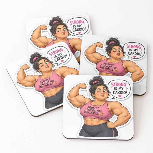 Item preview, Strong Is My Cardio Funny Gym Girl Sticker Squats I Thought You Said Snacks designed and sold by LevelUpReads.