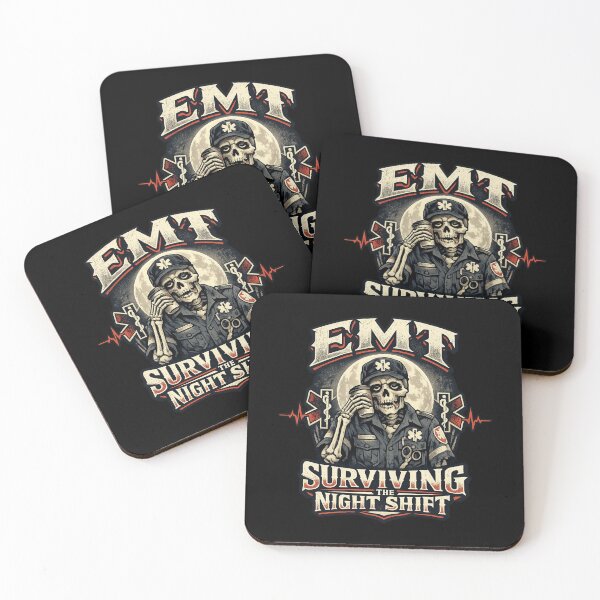 Item preview, Funny Gothic Skeleton EMT Surviving The Night Shift EMS Horror Medic Halloween Nurse Week Graphic designed and sold by ClinicalHubs.