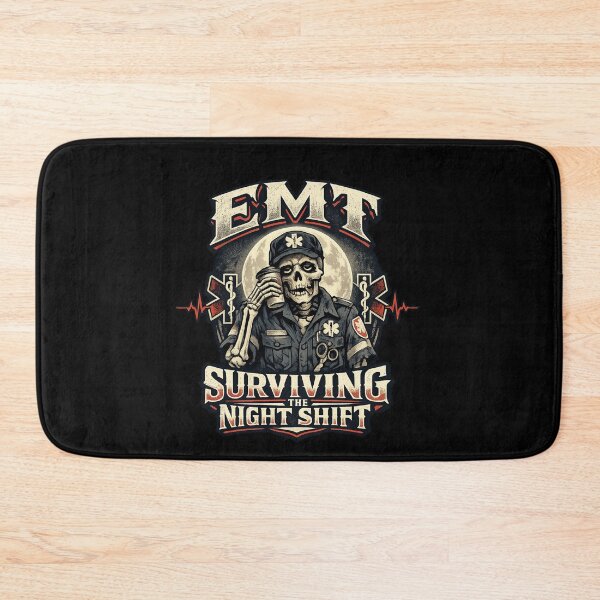 Item preview, Funny Gothic Skeleton EMT Surviving The Night Shift EMS Horror Medic Halloween Nurse Week Graphic designed and sold by ClinicalHubs.