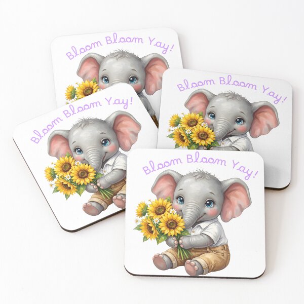 Item preview, Bloom Bloom Yay Cute Elephant Sticker – Sunflower Kawaii Summer Aesthetic designed and sold by BonnieGlam13.