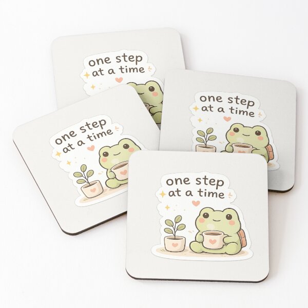 Item preview, One Step At A Time Sticker – Cozy Frog Self Care Aesthetic designed and sold by Digital_products_0111.