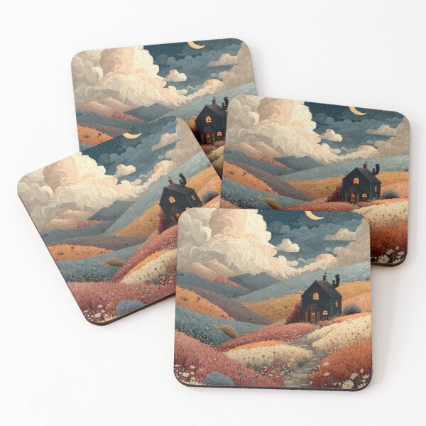 Item preview, Dreamy Moonlit Cottagecore Landscape | Cozy Fantasy Countryside designed and sold by GraceInNatureCo.