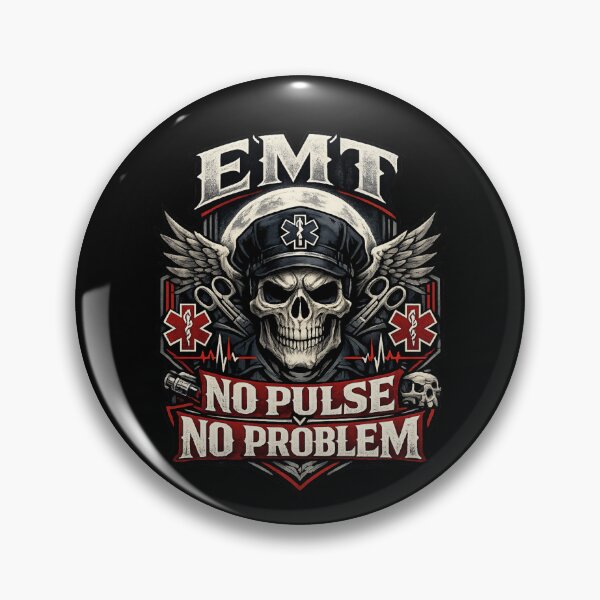 Item preview, Funny Gothic Skull EMT No Pulse No Problem Shirt, Dark EMS Paramedic Humor Skeleton Rescue Graphic for EMS Week & Halloween designed and sold by ClinicalHubs.