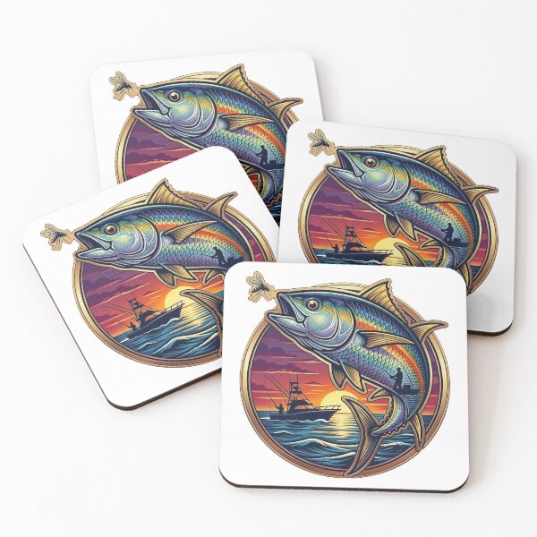 Item preview, Deep Sea Tuna Fishing Sunset Yacht Vector Art designed and sold by SasquatchTrail.