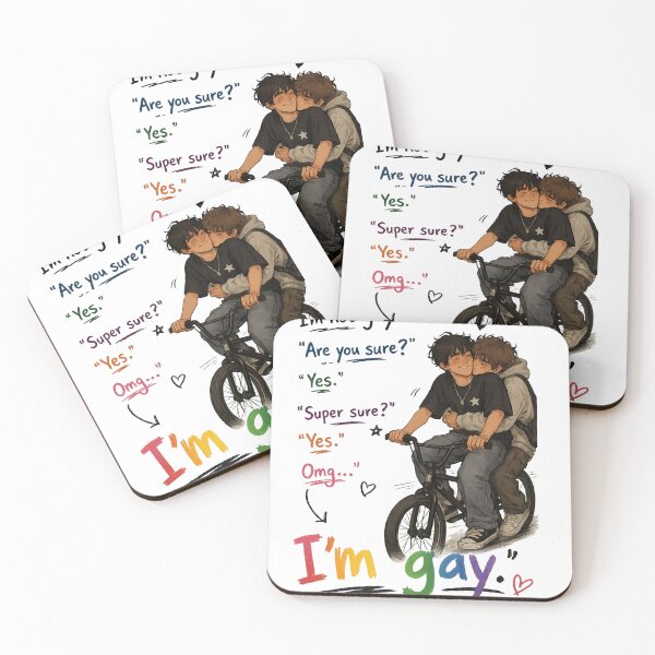 Item preview,  Funny Gay BMX Couple Sticker – “I’m Not Gay… Omg I’m Gay” Meme Design designed and sold by nallo33.
