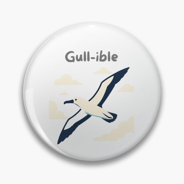 Item preview, Gull-ible - Funny Seagull Bird Pun Cartoon designed and sold by Inka Moon Design.
