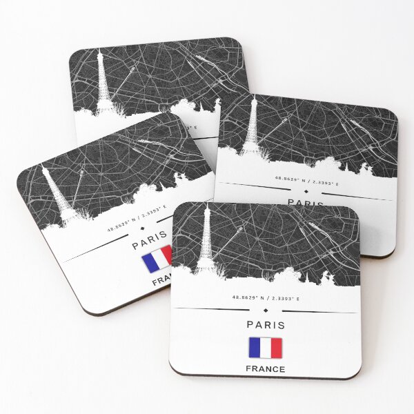 Item preview, Minimalist Paris Map France Poster – Eiffel Tower Silhouette & Coordinates Art Print designed and sold by Psycho-Crazy.