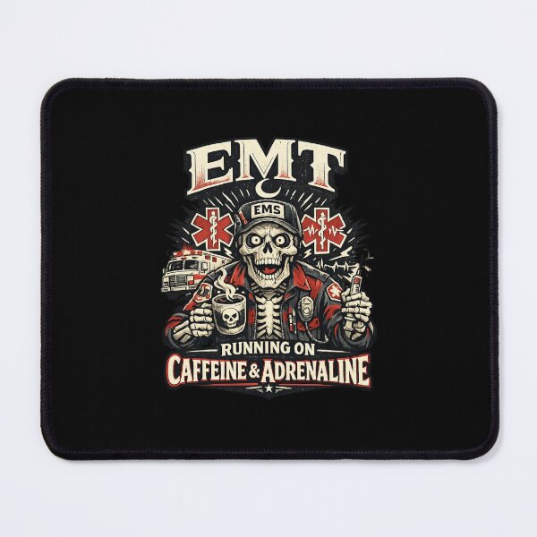 Item preview, Funny Gothic Skeleton EMT Running On Caffeine & Adrenaline Vintage EMS Medic Halloween T-Shirt Design designed and sold by ClinicalHubs.