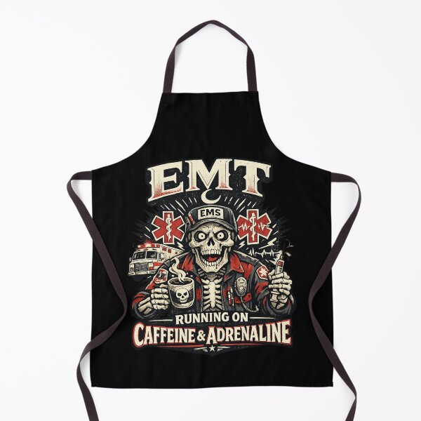 Item preview, Funny Gothic Skeleton EMT Running On Caffeine & Adrenaline Vintage EMS Medic Halloween T-Shirt Design designed and sold by ClinicalHubs.